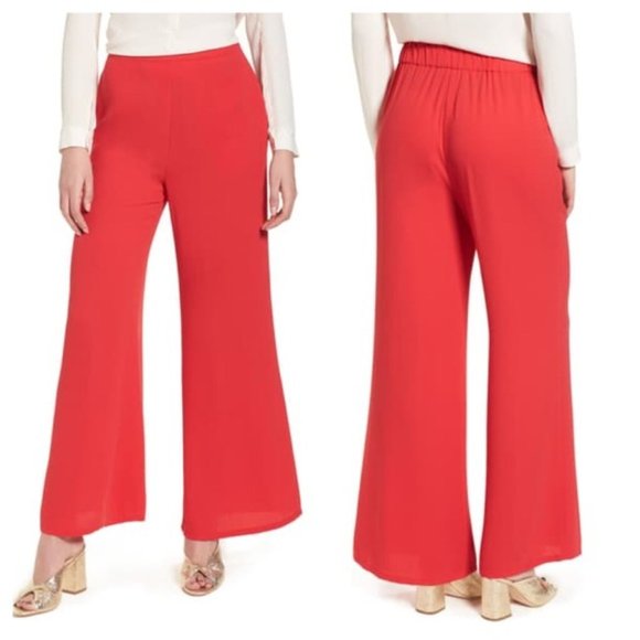 Leith Pants - Leith Red High-Waisted Wide Leg Pants